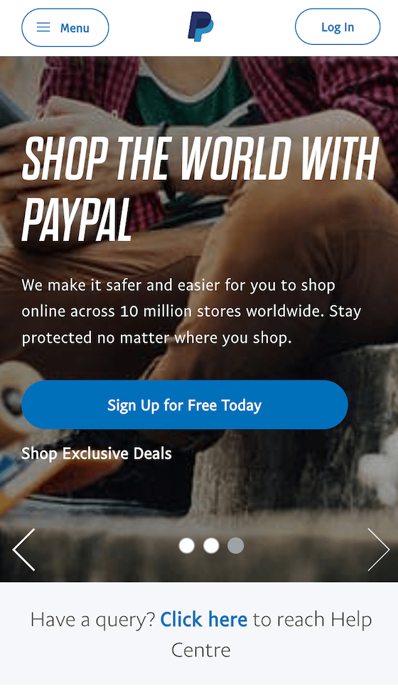 PayPalホームページ